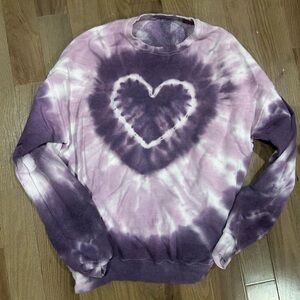 Urban Outfitters Purple Tie-Dye Heart Sweatshirt